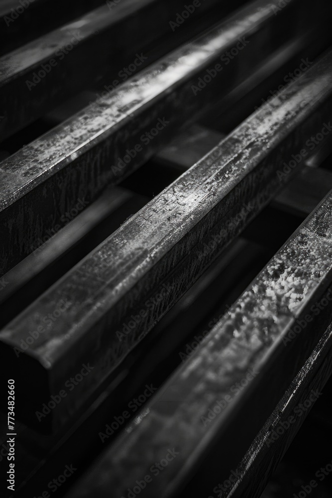 Poster Simple black and white image of a bench. Suitable for various projects