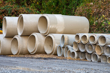 large concrete pipes - obrazy, fototapety, plakaty