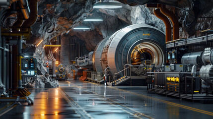 An underground physics laboratory, shielded from external noise, dedicated to fundamental particle research