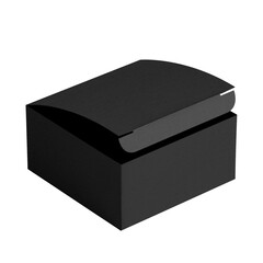 A semi open black box with curved top isolated on a white background.