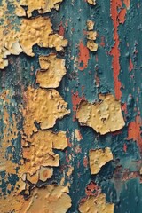 Detailed view of peeling paint on a wall, suitable for background or texture use