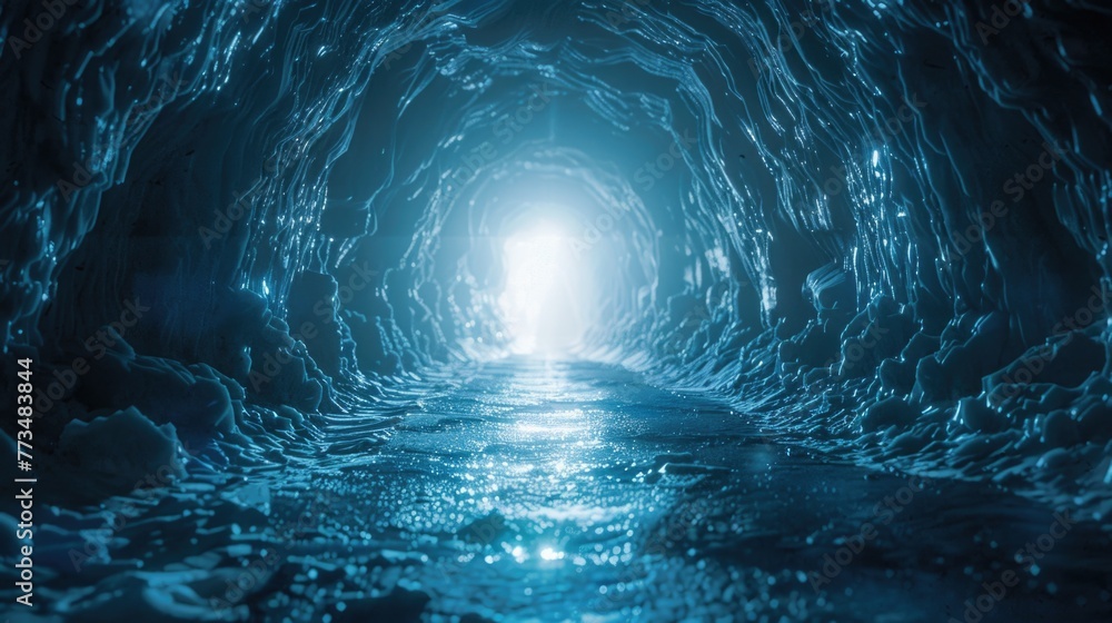 Poster a tunnel with a bright light at the end. perfect for conveying hope and overcoming obstacles