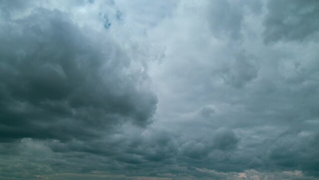 Changing On Cloudscape Environment In Rainy Season. Dark Puffy Clouds Forming On Summer Gray Sky.