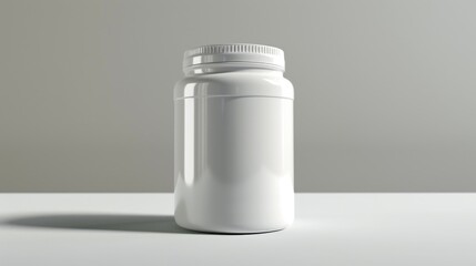 A white container with a white lid on a table. Perfect for food storage concept