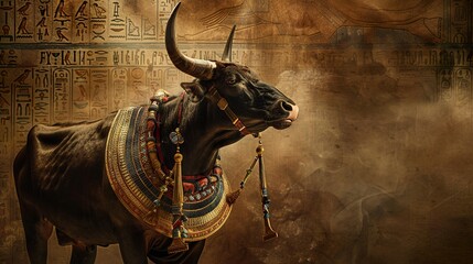 full body portrait photography of the Egyptian bull Apis, go