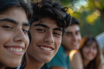 Fototapeta premium A group of young people sitting together, suitable for social media posts or blog articles