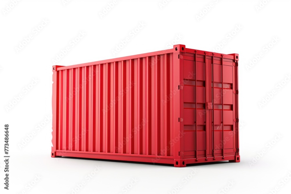 Poster a red shipping container on a white surface. suitable for industrial and transportation concepts