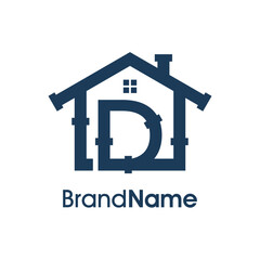 Modern Initial D Home Plumbing Logo