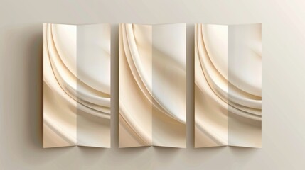 Three panels featuring a white and beige design, suitable for interior decoration