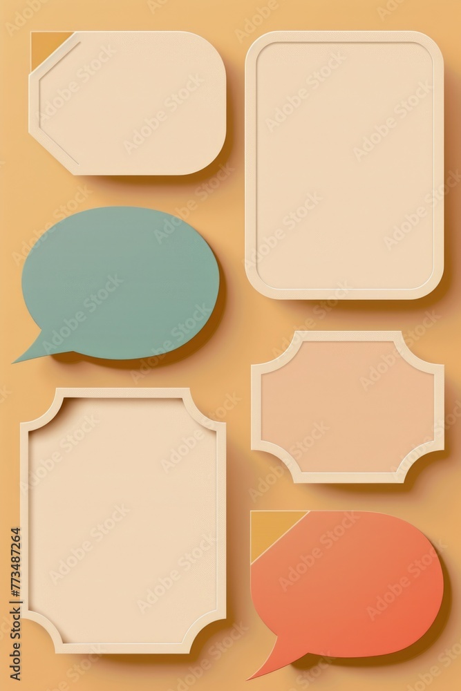 Poster group of speech bubbles on bright yellow backdrop. suitable for communication concepts