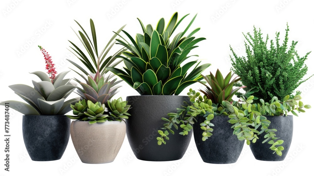 Poster four different types of plants, ideal for botanical projects