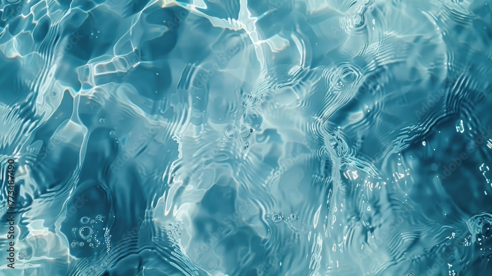 Poster close up of water with ripples in a pool, suitable for nature and relaxation concepts