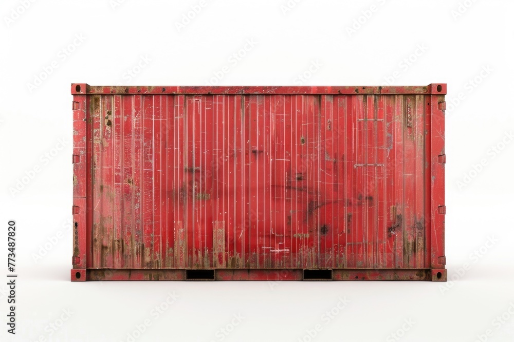 Poster a red container on a white floor, suitable for various concepts