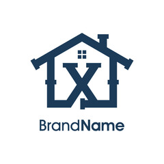 Modern Initial X Home Plumbing Logo