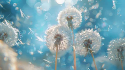  A bunch of dandelions blowing in the wind, suitable for nature and spring concepts © Fotograf
