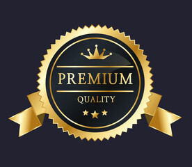 [vector] Premium quality badge designed with laurel wreath, stars and crown.