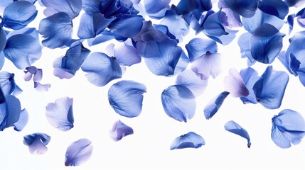 Fototapeta na wymiar Blue flowers floating in the air, perfect for nature or spring-themed designs