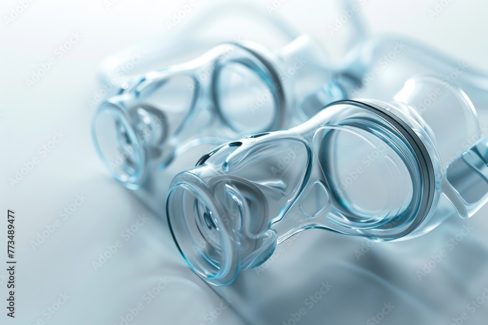 Poster close up of three empty glass bottles. perfect for advertising or recycling concepts
