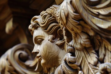 Detailed close up of a woman statue, suitable for various design projects