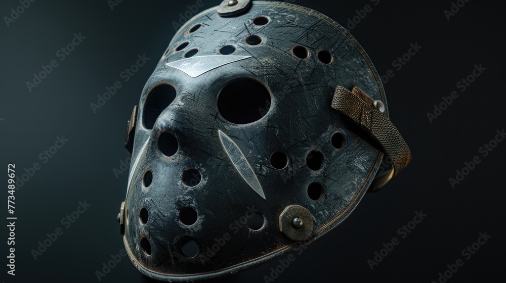 Poster close up of a person's mask on a black background. suitable for various creative projects