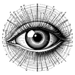 Vintage Anatomical Eye Engraving sketch PNG