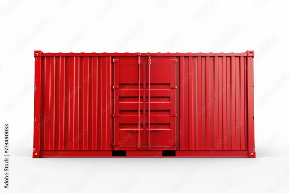 Poster a red shipping container against a plain white background. suitable for industrial and transportatio