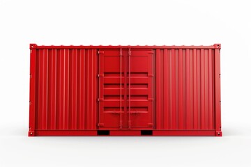 A red shipping container against a plain white background. Suitable for industrial and transportation concepts