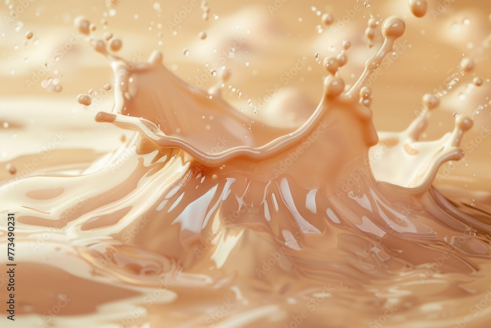 Poster A dynamic splash of liquid on a calm water surface. Perfect for illustrating concepts of movement and impact