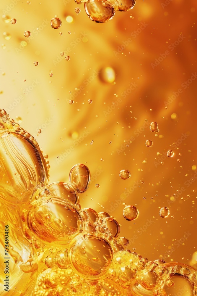 Poster close up shot of liquid with bubbles, perfect for scientific or abstract concepts