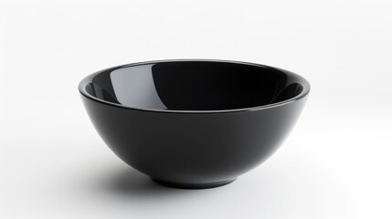 Simple black bowl on white table, versatile for various concepts
