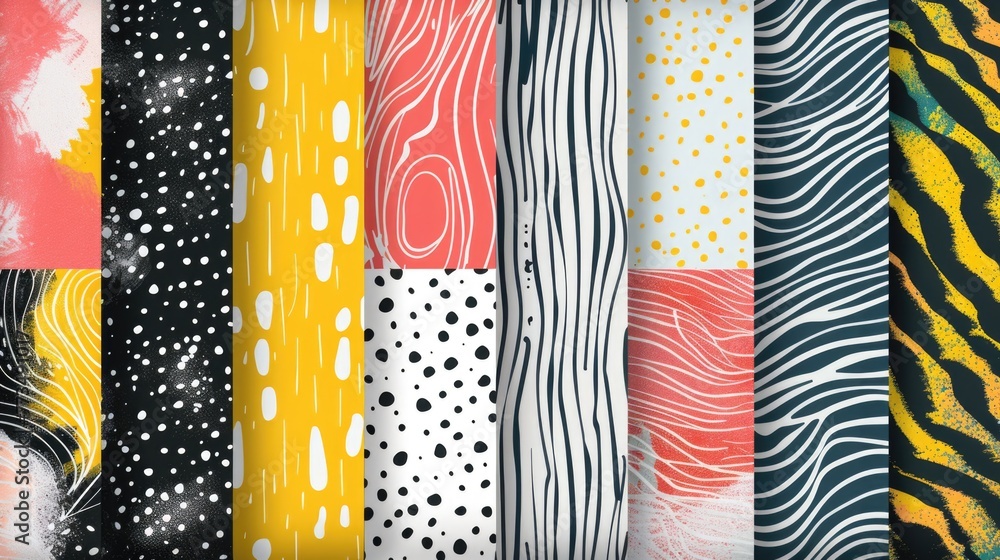 Poster Various fabric patterns suitable for backgrounds or design projects