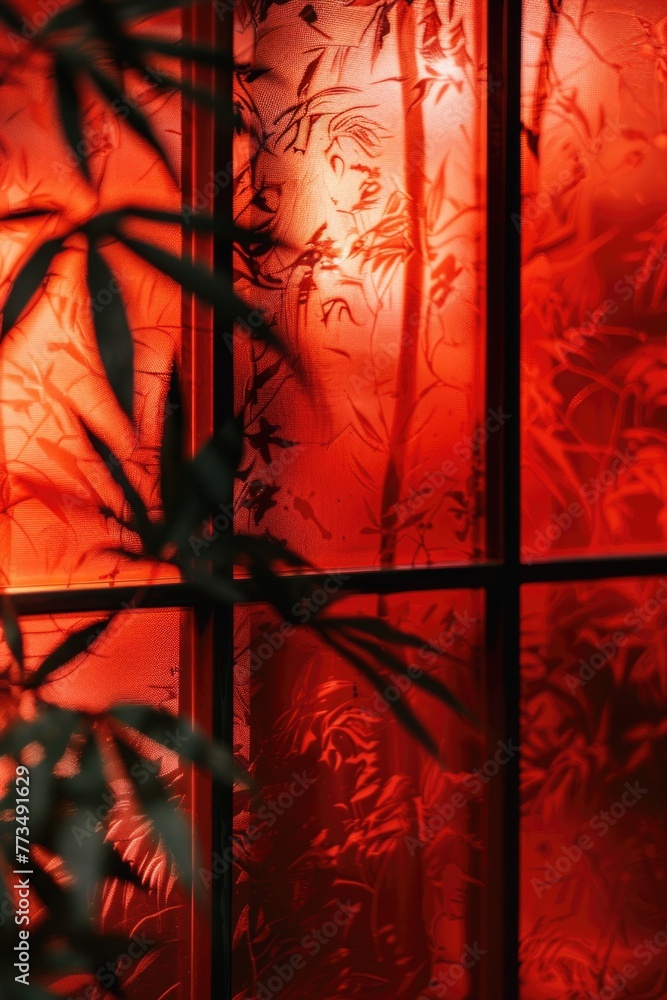 Aufkleber a window with a plant in front of it. suitable for interior design concepts