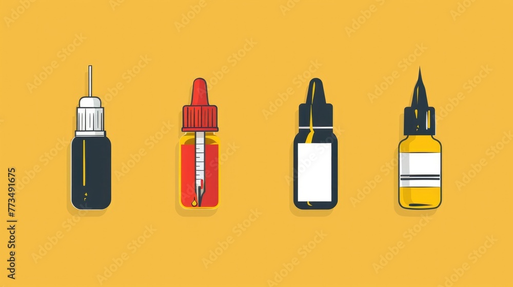 Poster various bottles in different colors and sizes, suitable for product display