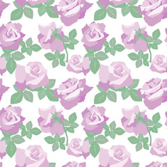 Seamless pattern with vector roses