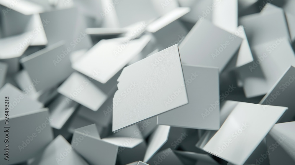 Poster White boxes floating in mid-air, suitable for various design projects