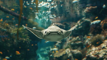 A shark swimming in an aquarium, suitable for marine life concepts