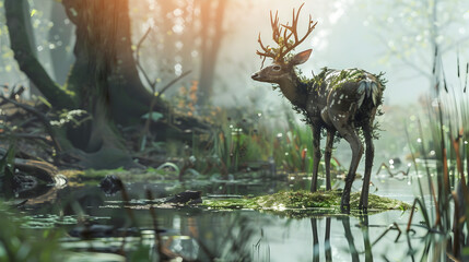 Realistic Deer in Unreal Engine 5 Swamp Environment