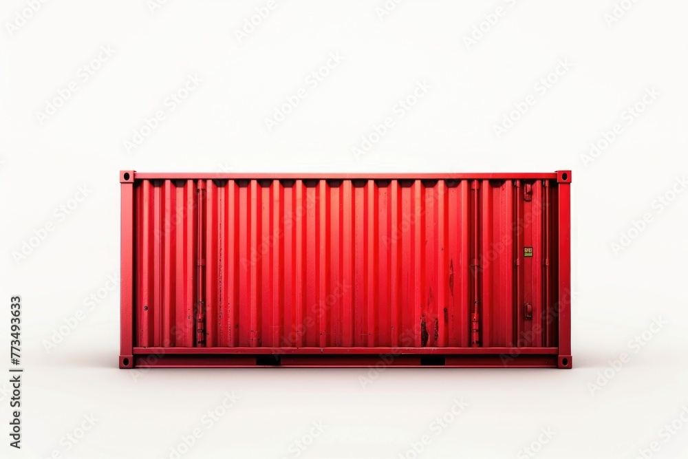 Poster A red container placed on a white surface. Suitable for various concepts