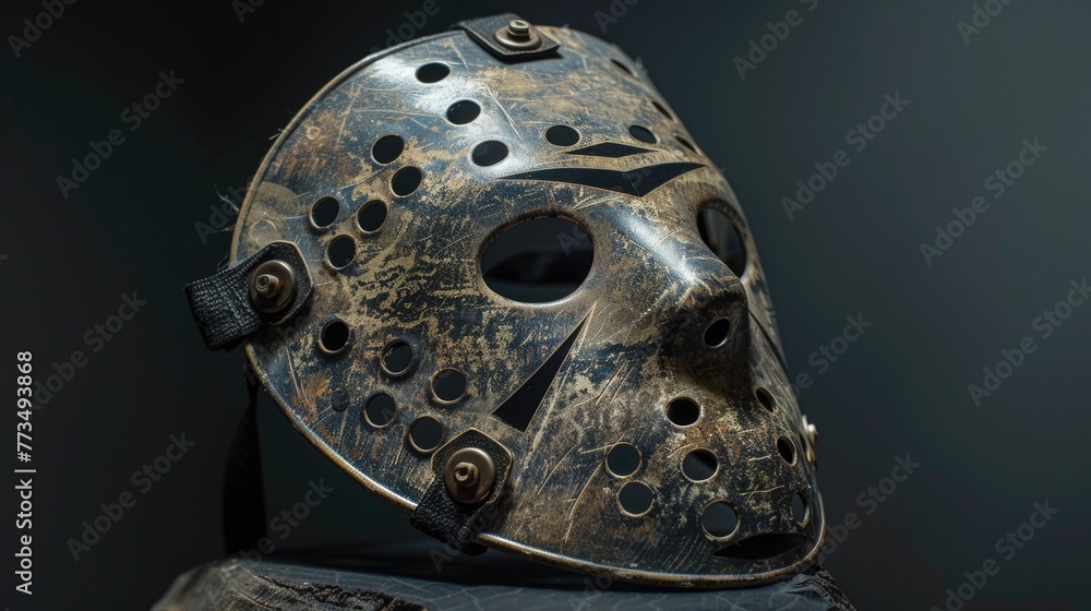 Aufkleber Close up shot of a mask on a table, suitable for various themes and concepts