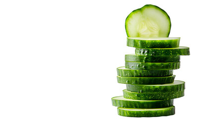 Sliced Cucumber in Stack isolated on white - obrazy, fototapety, plakaty