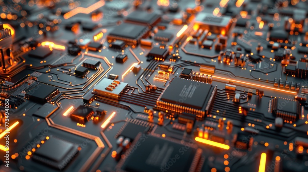 Aufkleber Detailed view of a computer circuit board, ideal for technology concepts