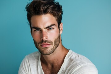 Fototapeta premium Handsome Man with Intense Gaze. Generative AI.