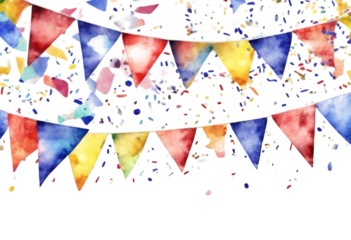 card confetti bunting painted clip celebration greeting graphic set art cutout decoration flag streamers. party watercolour sketch Hand triangle French elements design Colorful fr