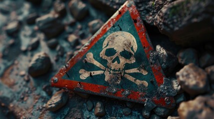 A triangle with a skull and bones symbol. Ideal for illustrating danger or warning signs