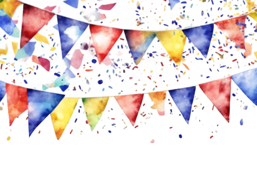card confetti bunting painted clip celebration greeting graphic set art cutout decoration flag streamers. party watercolour sketch Hand triangle French elements design Colorful fr - Powered by Adobe