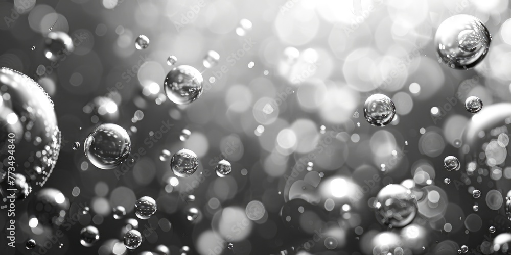 Poster A bunch of bubbles floating in the air. Suitable for various design projects