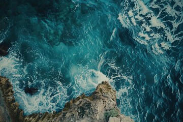 A stunning view of the ocean from a high cliff. Perfect for travel and nature concepts