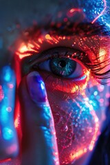 Close up of a person's eye with glitter, perfect for beauty and fashion concepts