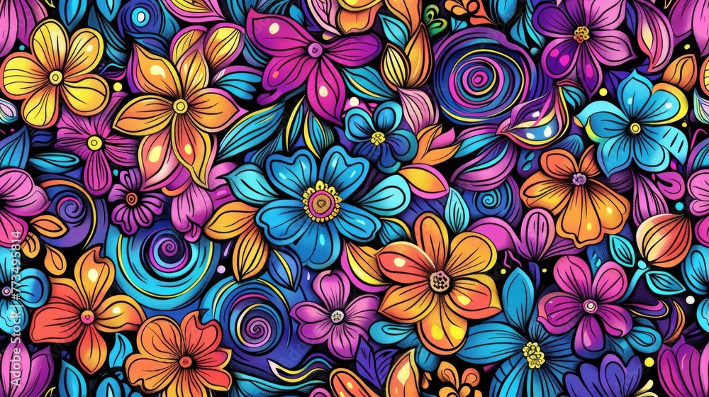 Poster Vibrant flowers on a dark backdrop, perfect for adding a pop of color to any design