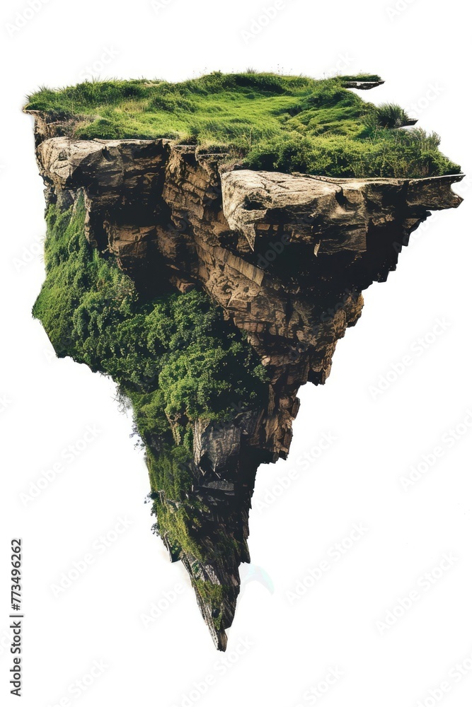 Poster a surreal image of a floating landmass. perfect for fantasy themes